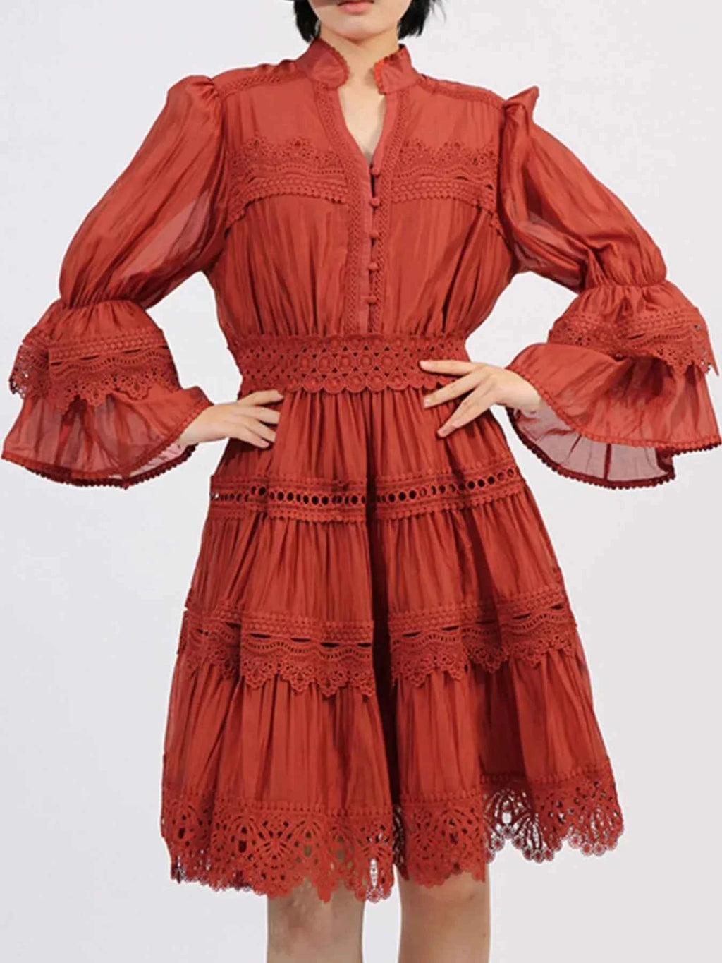 Ruffle Lace Trim Long Sleeve Dress 2a53723d-61e2-4121-8ed6-00662055719f-Max-Origin