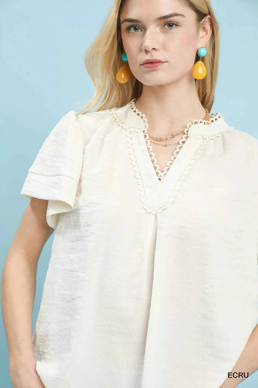 Seersucker Short Sleeve Top with Lace Trim 2a6049c2-2267-41eb-a3aa-9af4942aac6e-Max-Origin