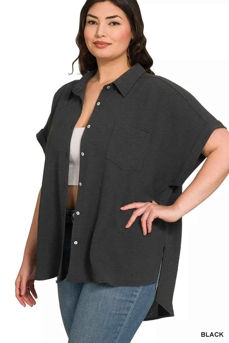Zenana Full Size Woven Airflow Button Down Shirt Plus Size 2a6389eb-9d77-4420-9d5a-204b53b412e1-Max-Origin