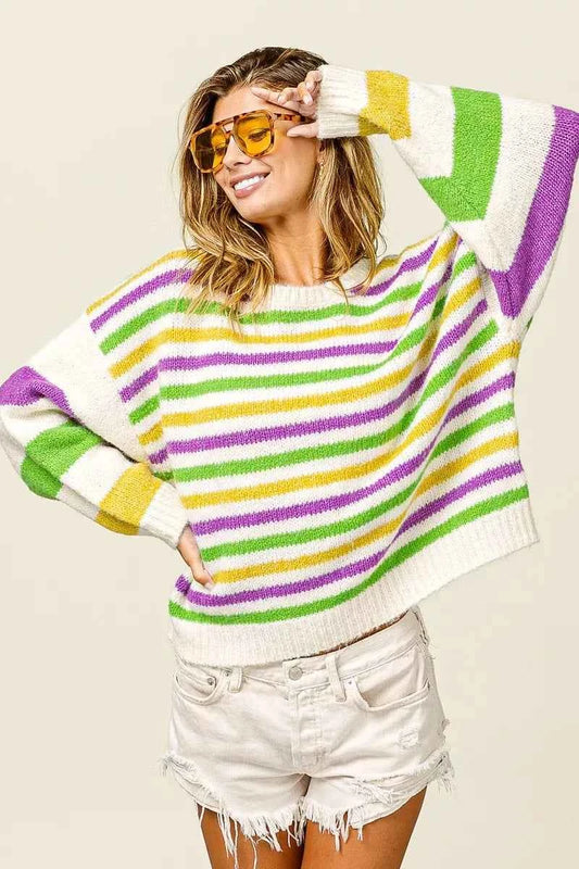 Mardi Gras Colors Stripe Comfy Sweater 2a7a1f4f87d4420d8417b88036b79b89-Max-Origin