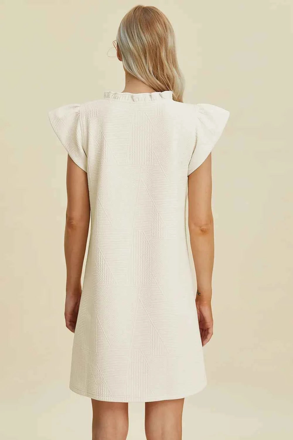 Double Take Full Size Ruffled V-Neck Cap Sleeve Dress 2a7cb056-cf6b-439a-b920-21043e9eadcb-Max