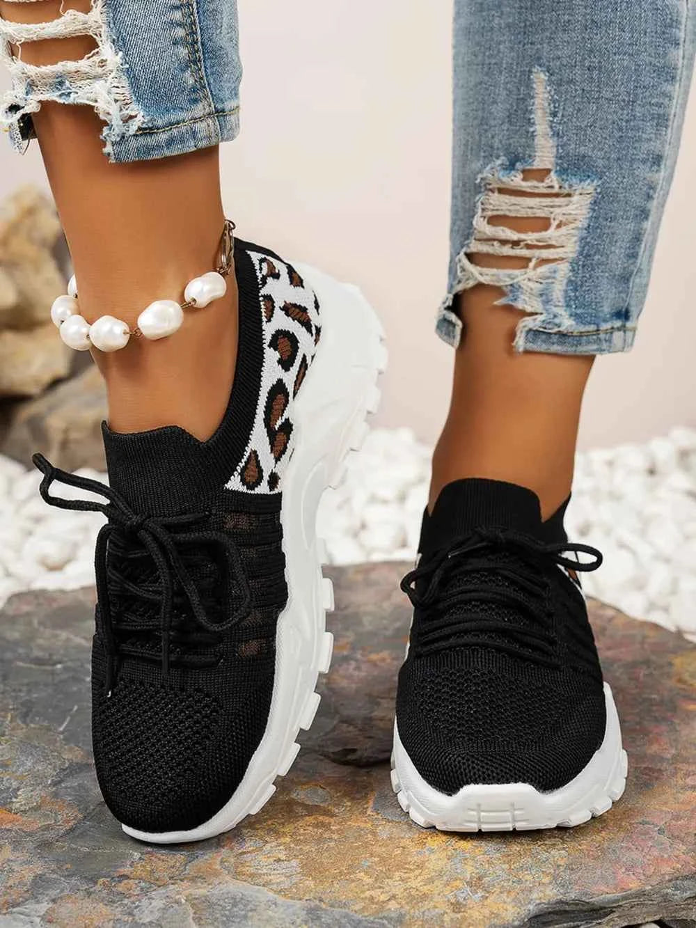 Cutout Leopard Lace Up Mesh Athletic 2a847925-200e-487e-bbde-e256e54283df-Max
