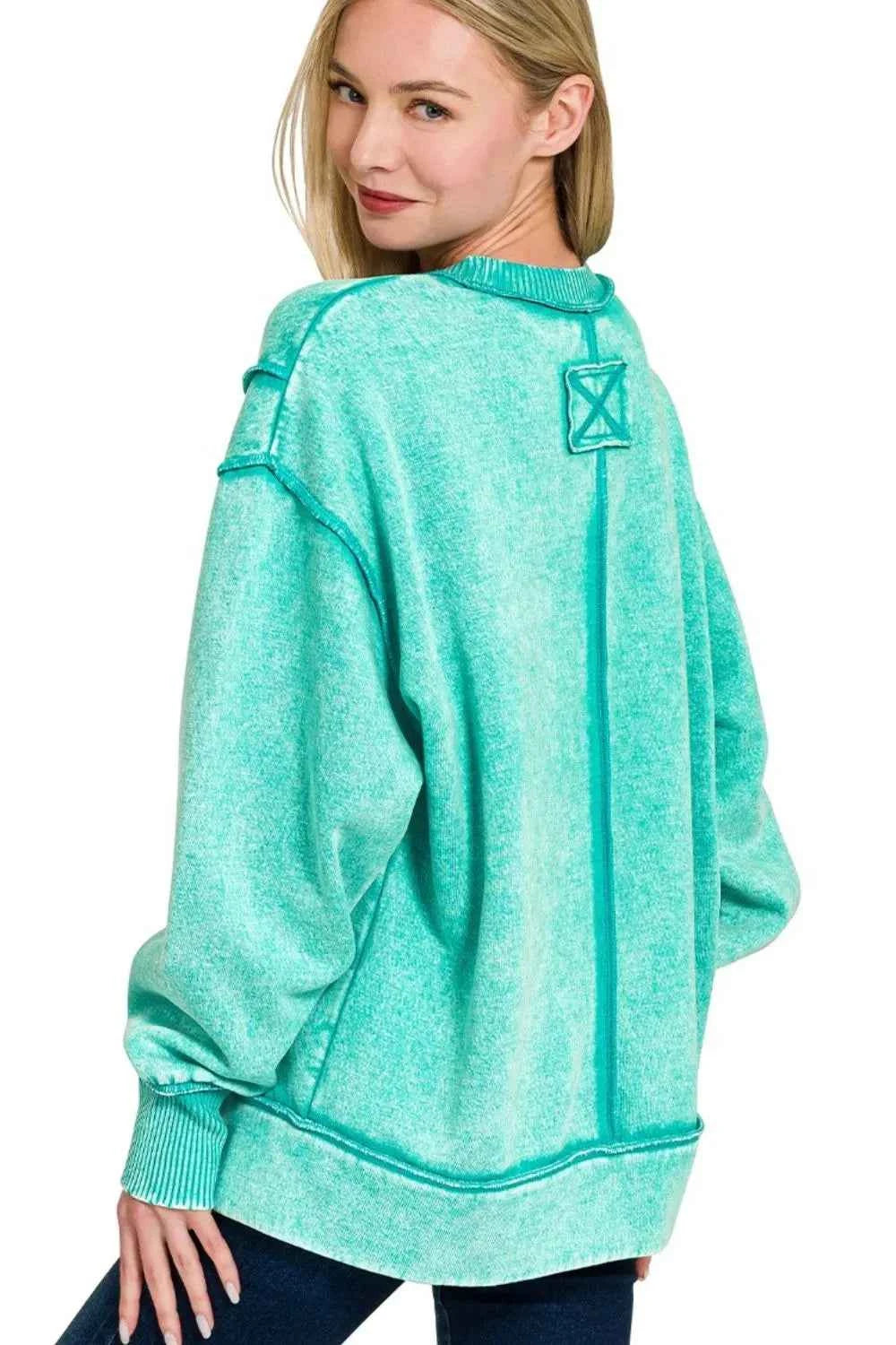 Zenana Acid Wash Exposed-seam Fleece Sweatshirt 2a92963b-4825-447e-ba2c-a1d3c869c2ee-Max-Origin