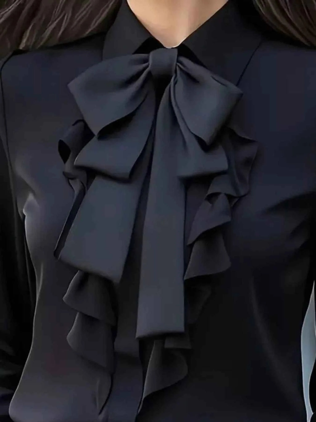 Ruffled Tie Front Long Sleeve Blouse 2aa09ee7-a0c9-4ace-a855-2e3043a0eb74-Max-Origin