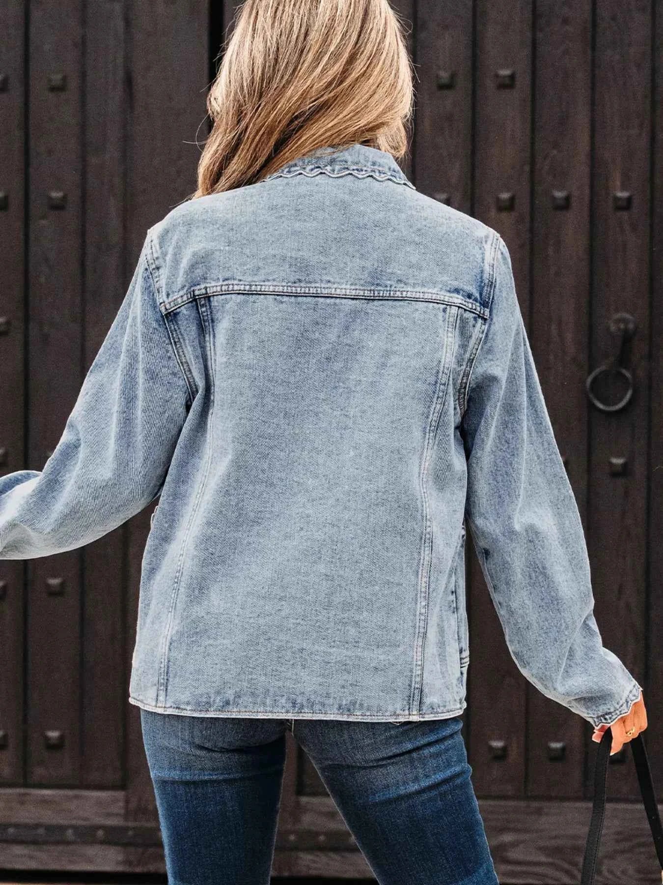 Scallop Trim Collar Patched Pocket Button Up Denim Jacket 2aa2f647f36145a7a14579c22f7945d0-Max-Origin