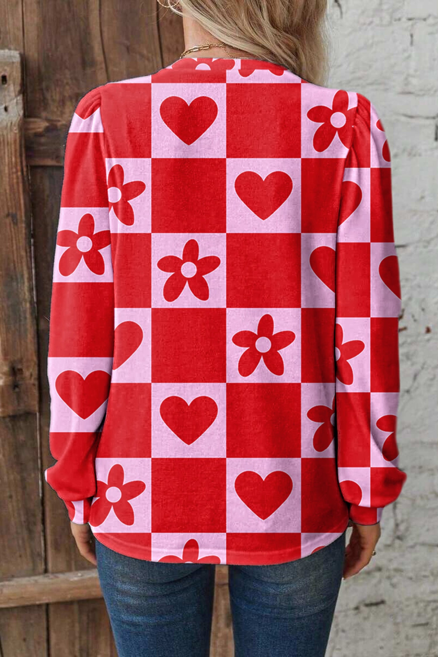 Beige Flower Heart Festive Valentine Blouse 2aa5ce3314ebe44a