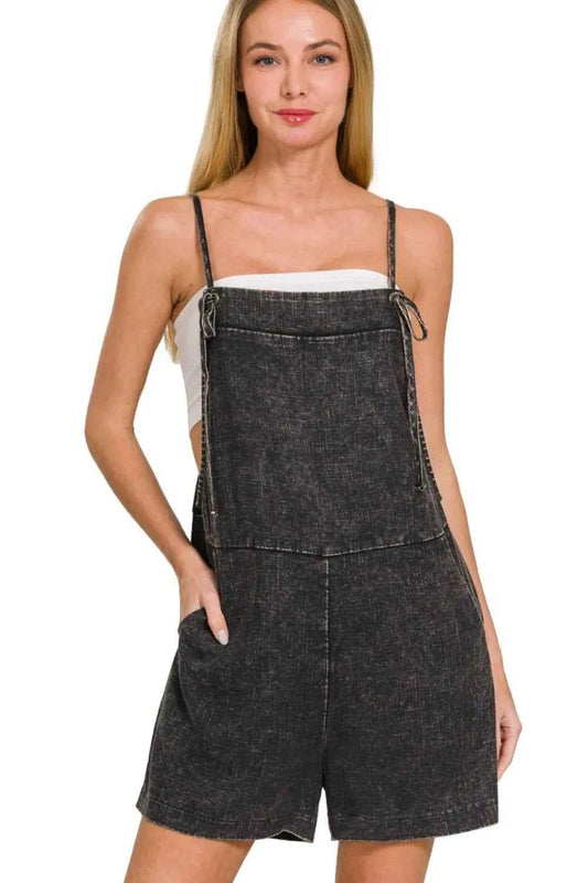 Washed Linen Knot Strap Rompers ASH BLACK 2aaade42-226e-4d90-819f-c63c206d6a90-Max-Origin