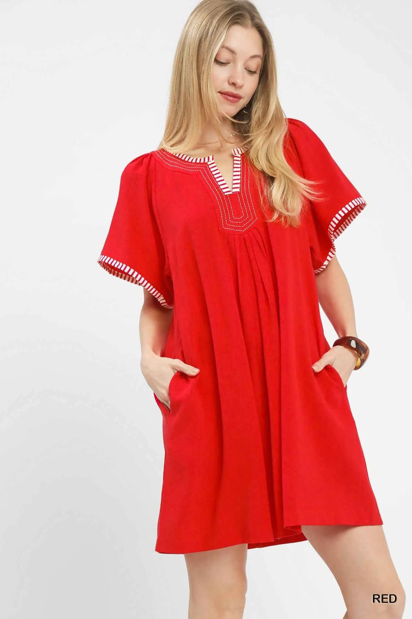 Umgee Linen Trim Tunic Dress 2aafd548-abdd-4078-bdf4-b48fc6c07f67-Max