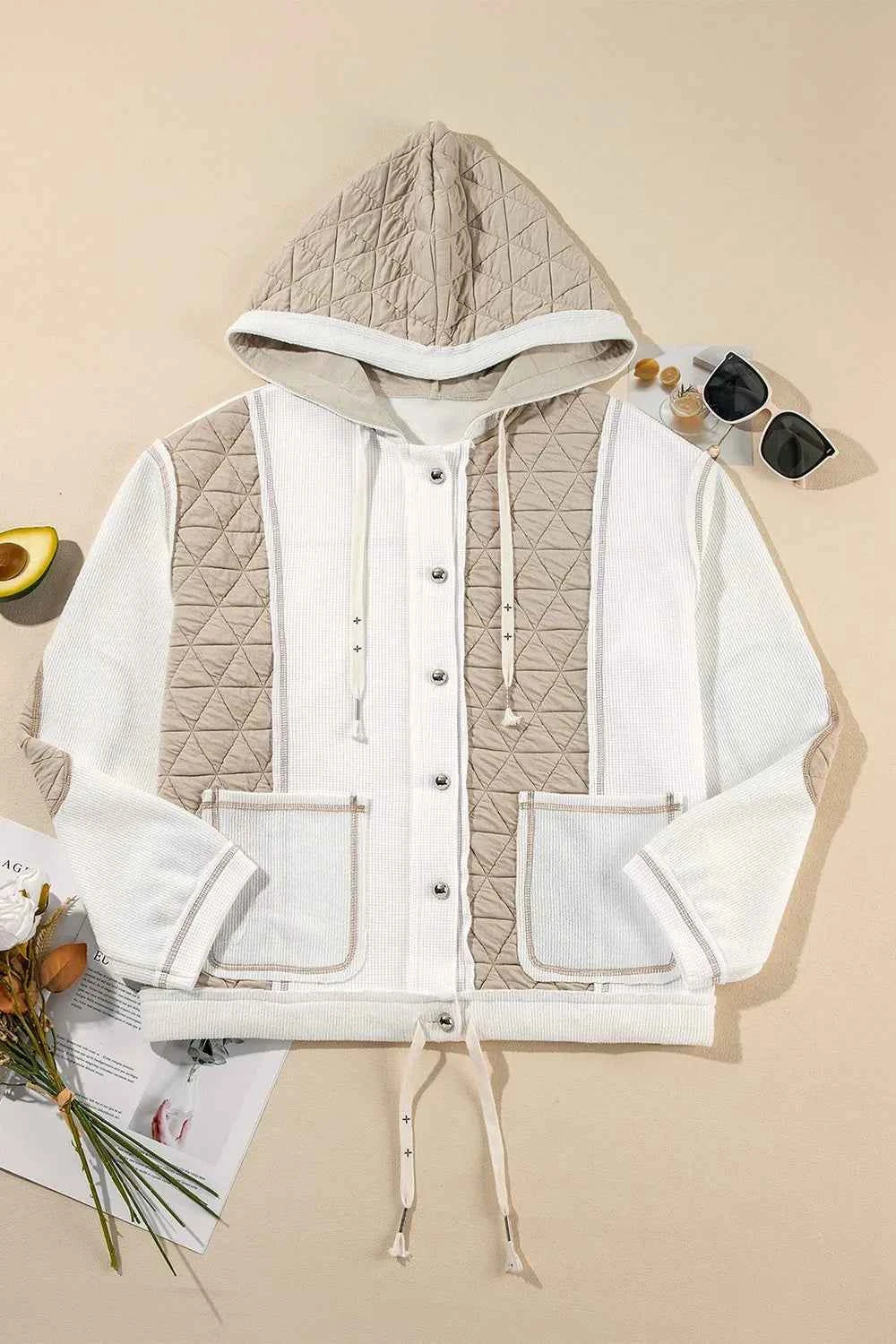 Drawstring Color Block Long Sleeve Jacket 2ab54281-31a3-4570-86c8-fdc84a33dc6d-Max