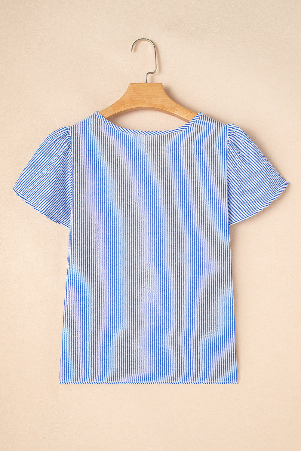 Sky Blue Striped Crochet Applique Boho Blouse 2abc110cb7a1f35e