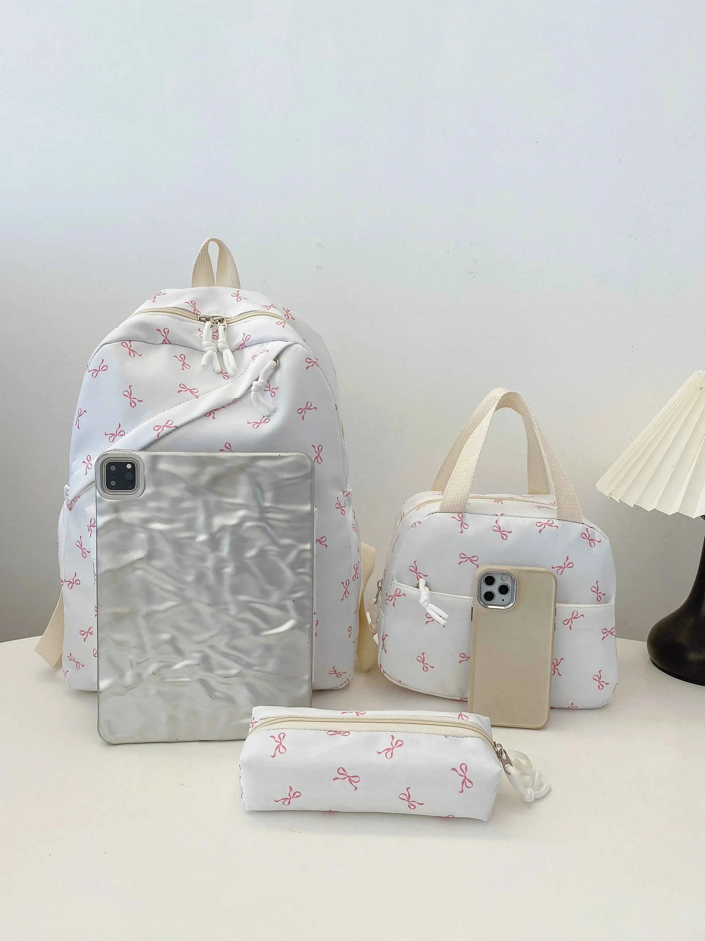 Bow Print 3-Piece Bag Set White onesize 2abc3609ea904b86aa91731c4bfc9a10-Max-Origin