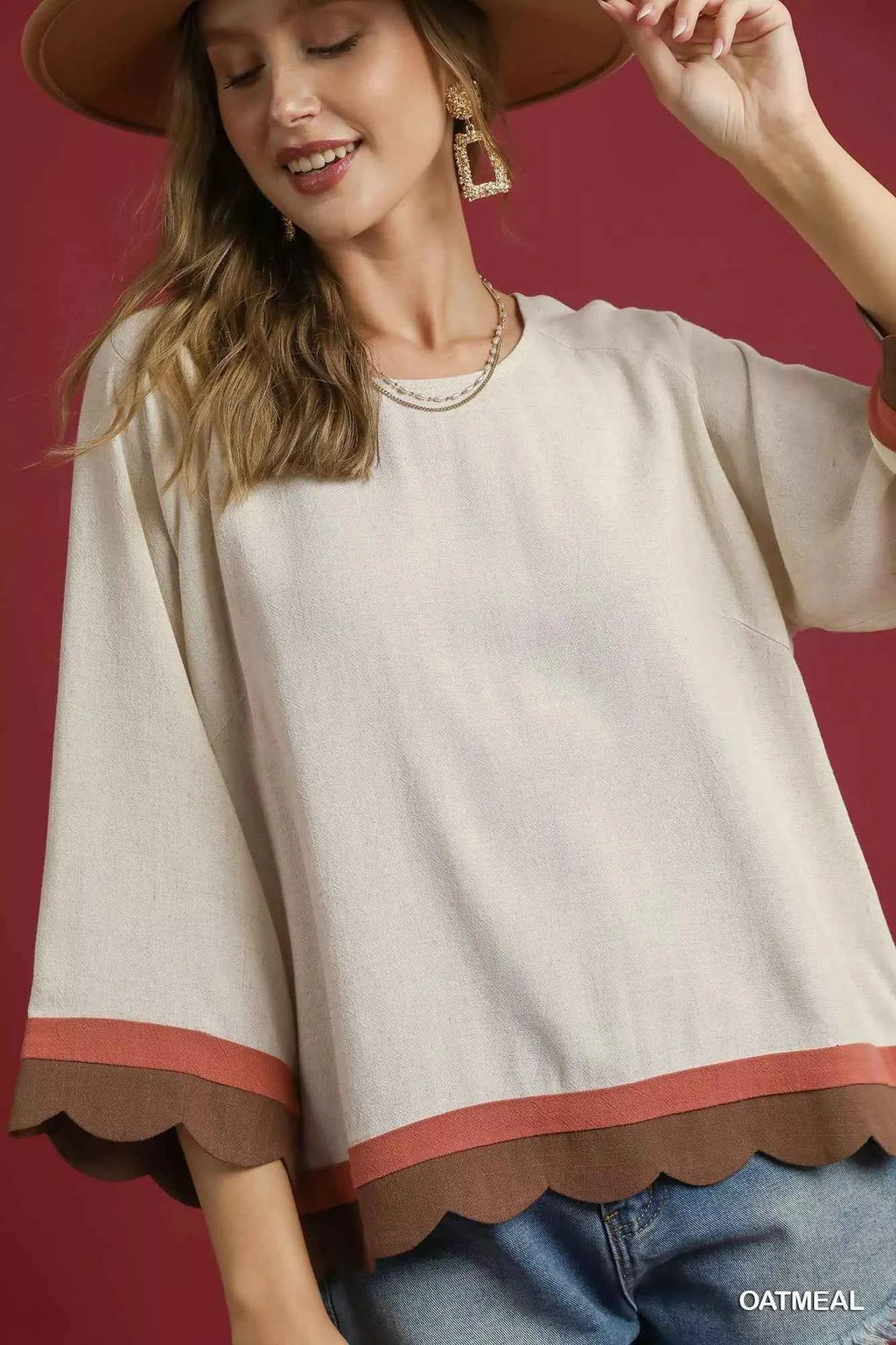 Umgee Scalloped Hem Color Block Top 2ad07453-aca8-4f94-821c-f71d1ea8d014-Max-Origin