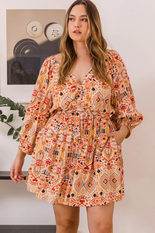 Full Size Printed Ruff Sleeve Romper with Pockets 2ad28159-eb43-4995-b615-ffc8fdda5c8c-Max