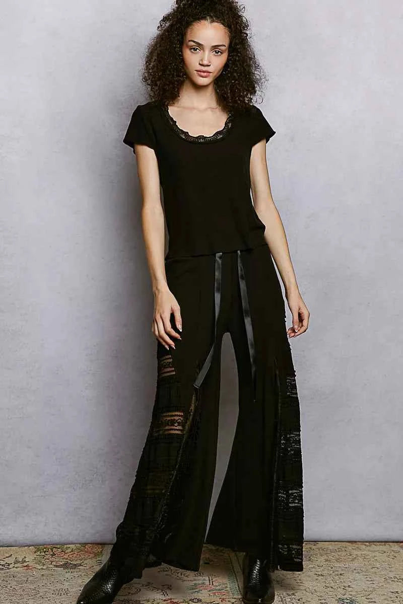 POL Round Neck Short Sleeve Crop T-Shirt with Lace Trim 2adef600-33a2-4f8d-b2b4-ccba10acb039-Max-Origin