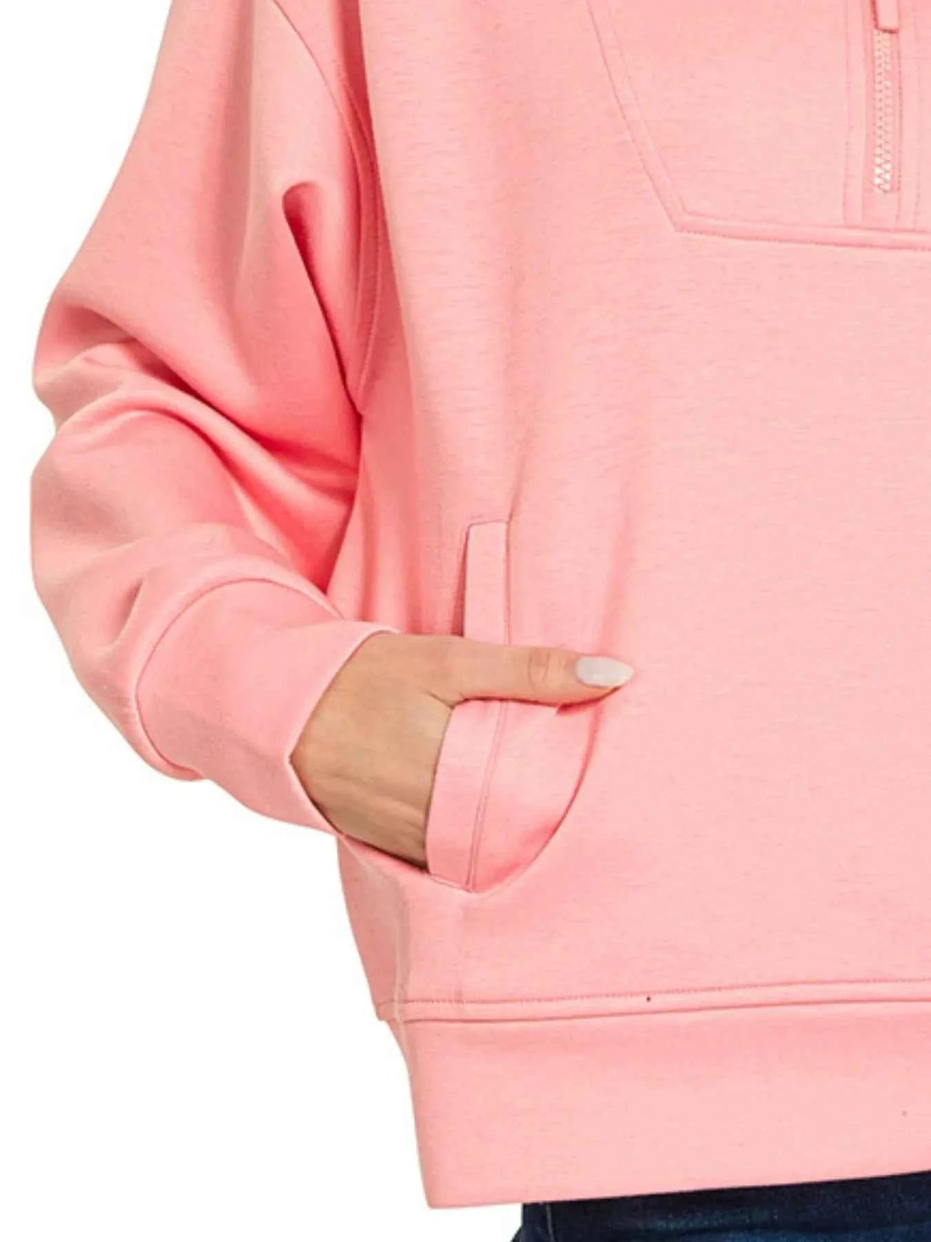 Zenana Scuba Half Zip Sweatshirt with Pockets 2ae191a9-a11e-4beb-ba12-fe4e9ef0050f-Max-Origin