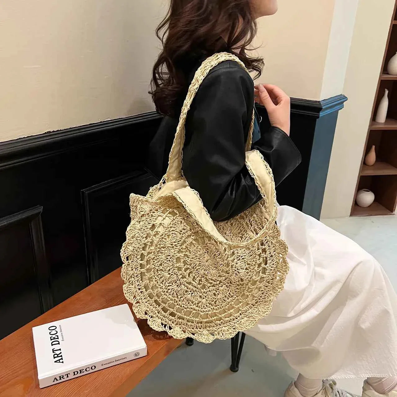 Woven Straw Shoulder Bag Beige onesize 2ae1eb9e0fa546d4ac7de43f0f8463b8-Max-Origin