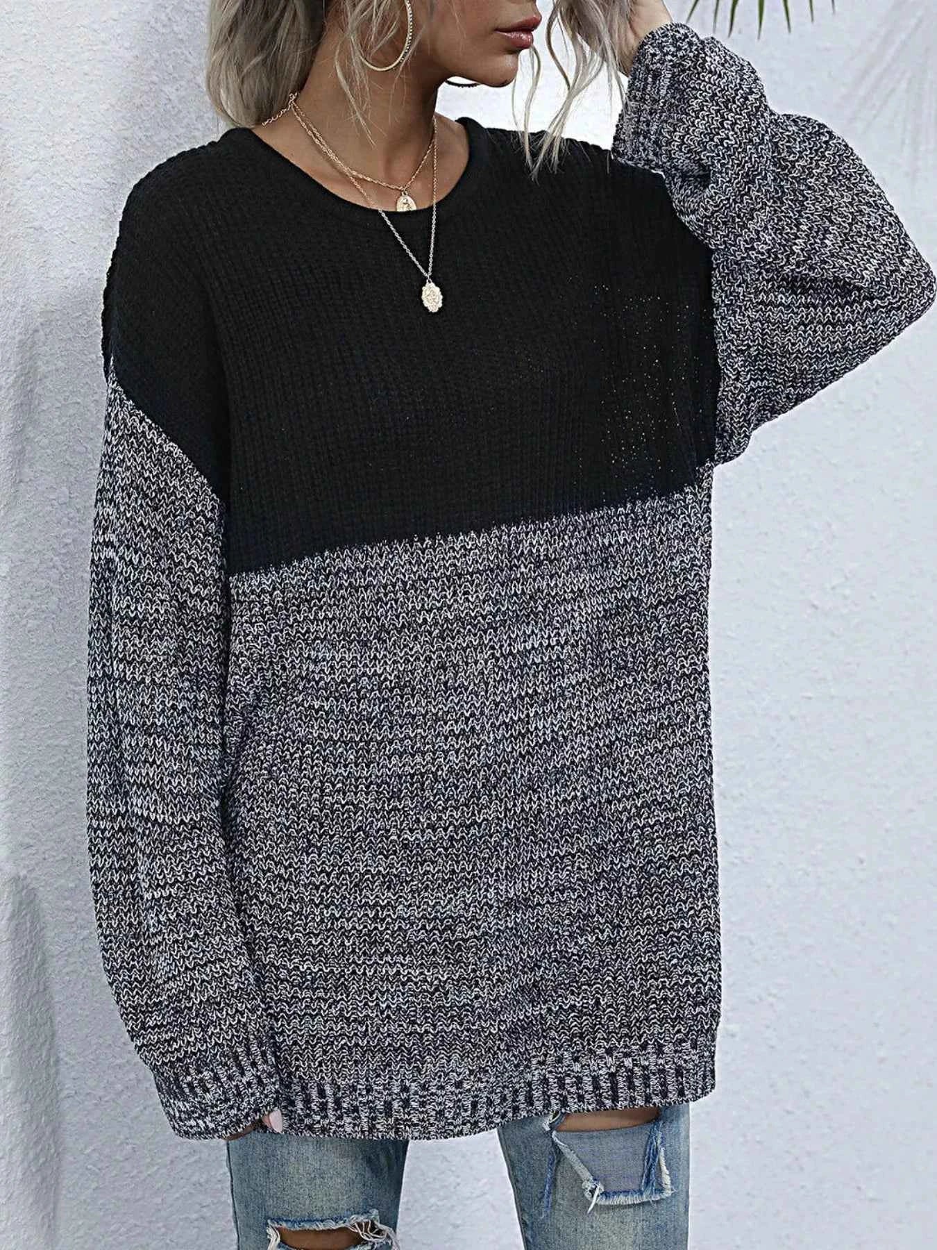 Color Block Long Sleeve Oversized Sweater 2ae65b62-d107-40d3-bea8-c5dd38985de8-Max-Origin
