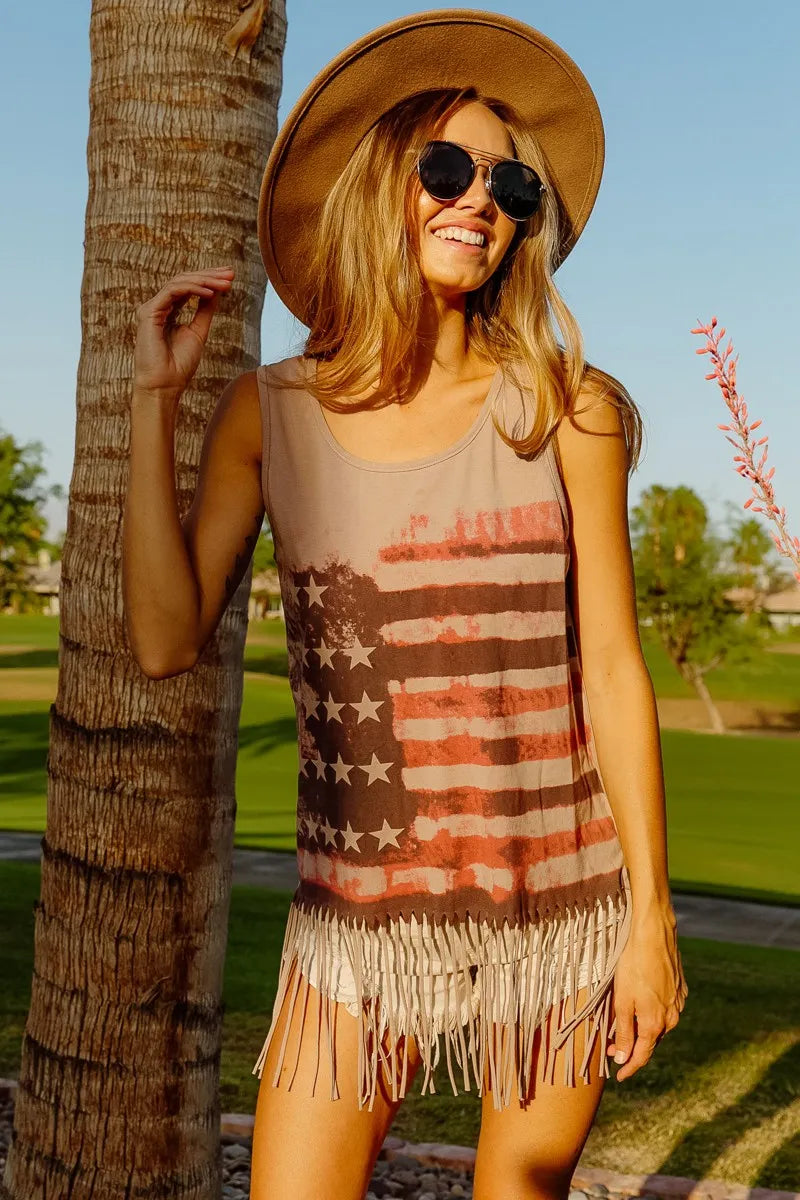 BiBi American Flag Print Knit Sleeveless Top 2ae987decef34bb5a24d70837f0d2dc4-Max-Origin