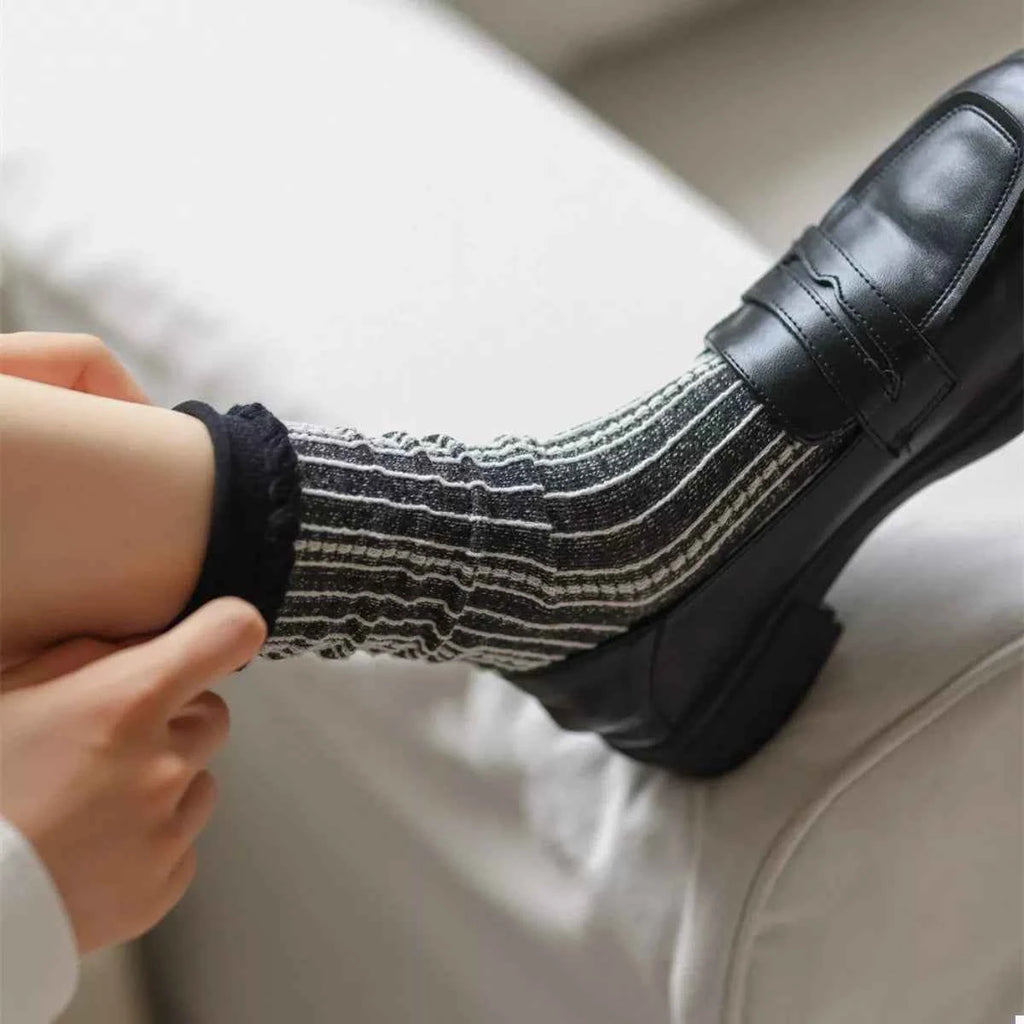 Two-Tone Cotton Knit Crew Socks 2af00539-47f4-4b56-851e-fb37bc9a14ac-Max-Origin