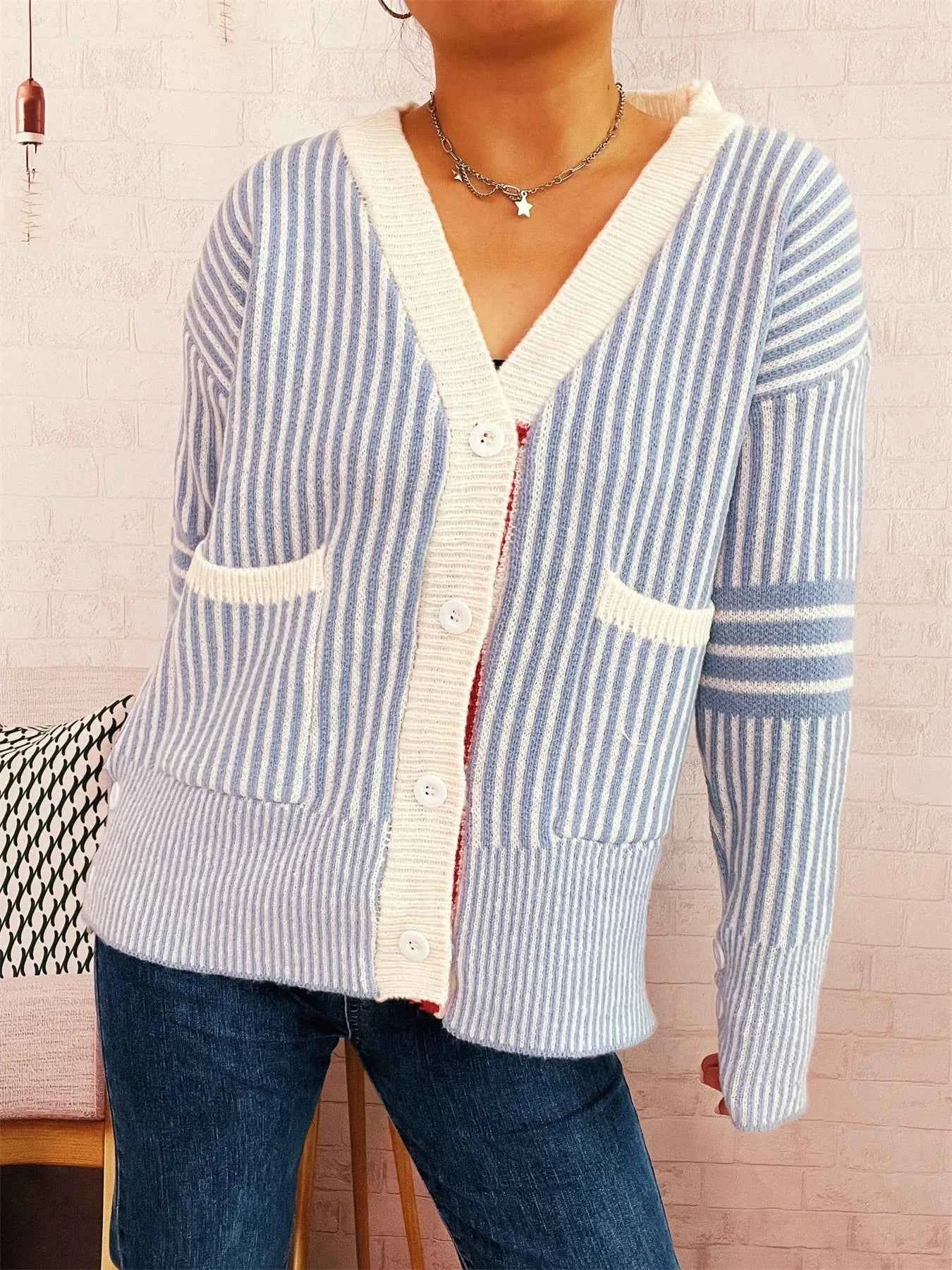 Striped Button-Front Cardigan with Contrast Trim 2b0ae297473a4c00b998552e4b6af21b-Max-Origin
