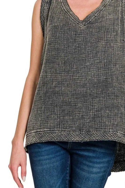 Double Gauze Raw Edge Acid Washed Tank 2b0bc52e-28de-4f45-9703-d1edee299bf0-Max-Origin