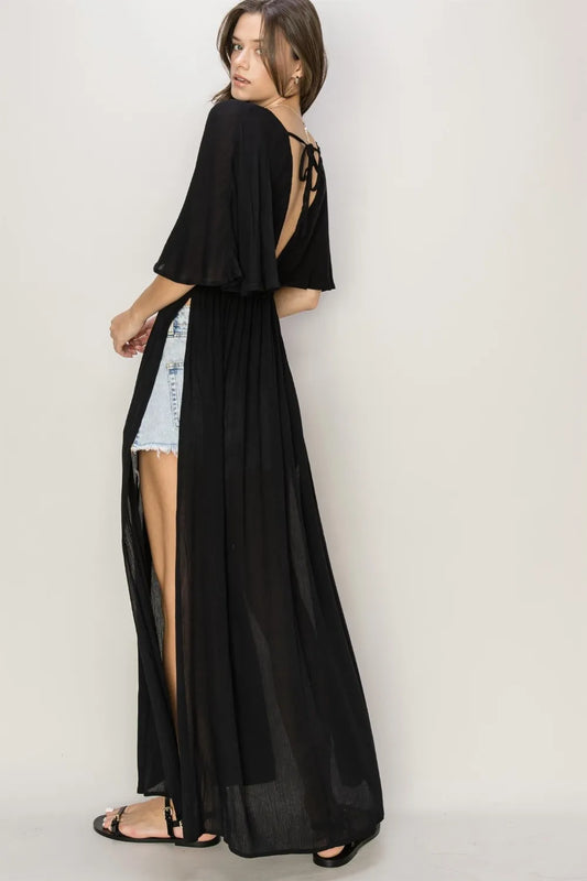 Tie Back Maxi Split Cover Up Dress 2b29a9a2-6aef-47c6-96ea-685435330540-Max