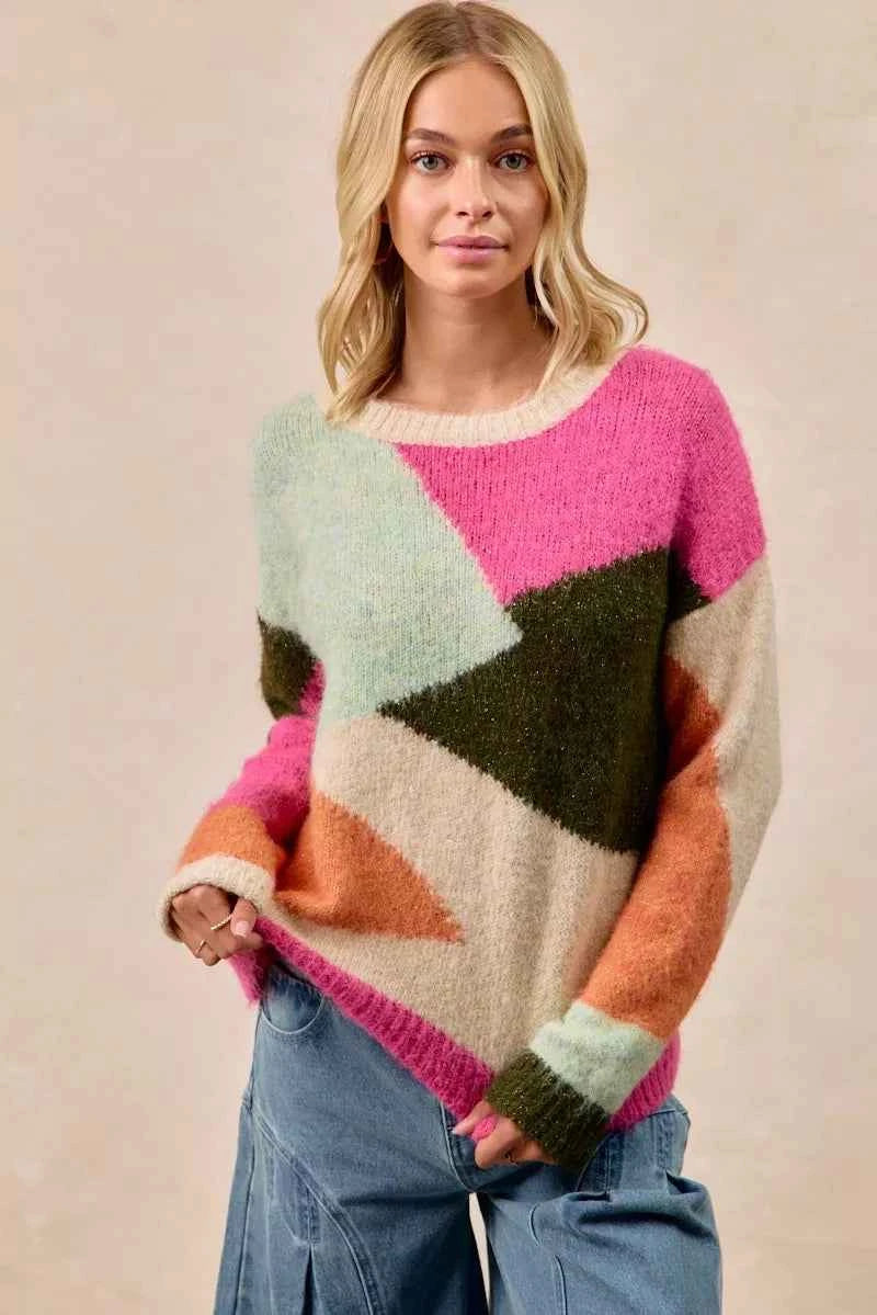 BiBi Multi Color Block Sweater Top 2b2b4b3ce1e7447795dbbaf9c692f445-Max-Origin