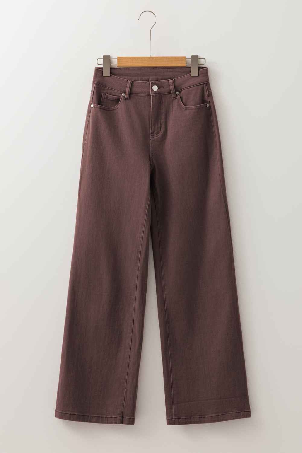 Red Dahlia Solid Color Loose Straight High Waist Jeans 2b3082d3c8dfbbfb