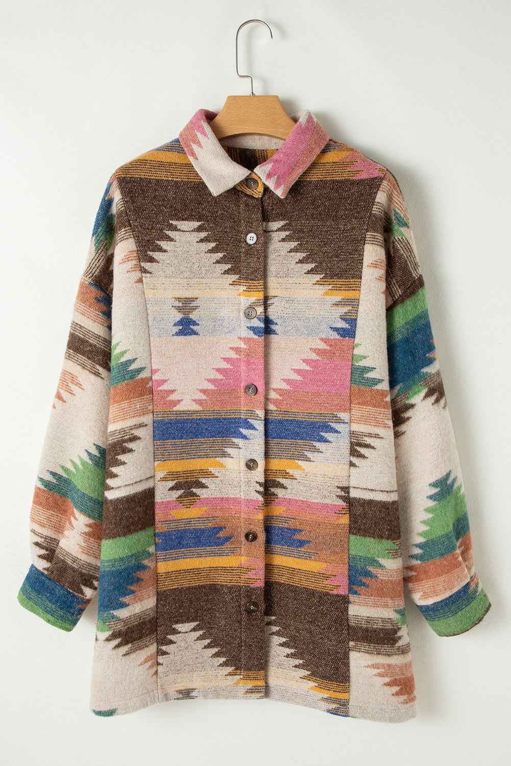 White Aztec Print Button Up Shacket 2b412215cd311c4d