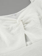 Twisted Front Puff Sleeve Midi Dress 2b5527e215d346c787425f133777aff1-Max