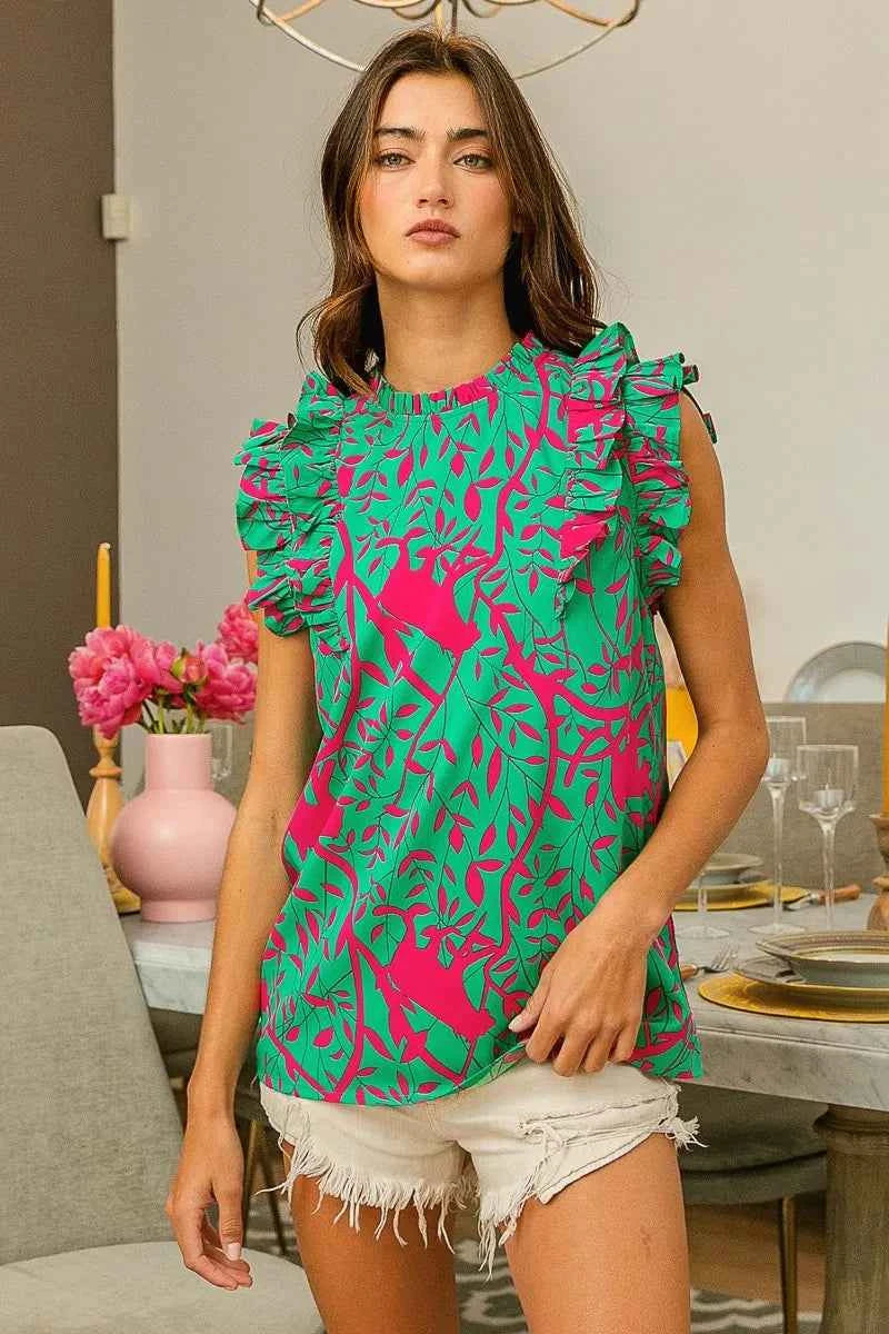 BiBi Leopard Leaves Print Woven Top JADE FUCHSIA 2b5a781b90744461aec6cc8c9f6a24cd-Max-Origin