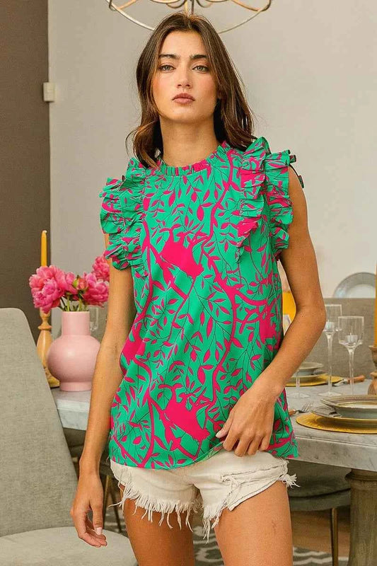 BiBi Leopard Leaves Print Woven Top JADE FUCHSIA 2b5a781b90744461aec6cc8c9f6a24cd-Max-Origin