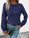 Round Neck Long Sleeve Sweater Indigo 2b5c3ed8-c00c-474c-b59b-736997ec866f-Max-Origin