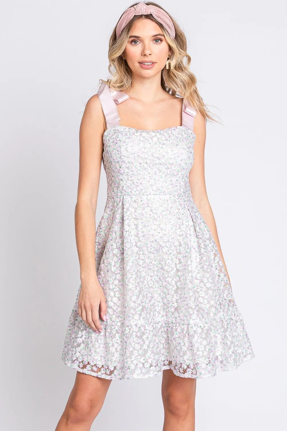 GeeGee Mesh Floral Embroidered Sleeveless Dress Lavender Mint 2b657fc0-bb73-46b4-b33f-c7ab83a88fc0-Max