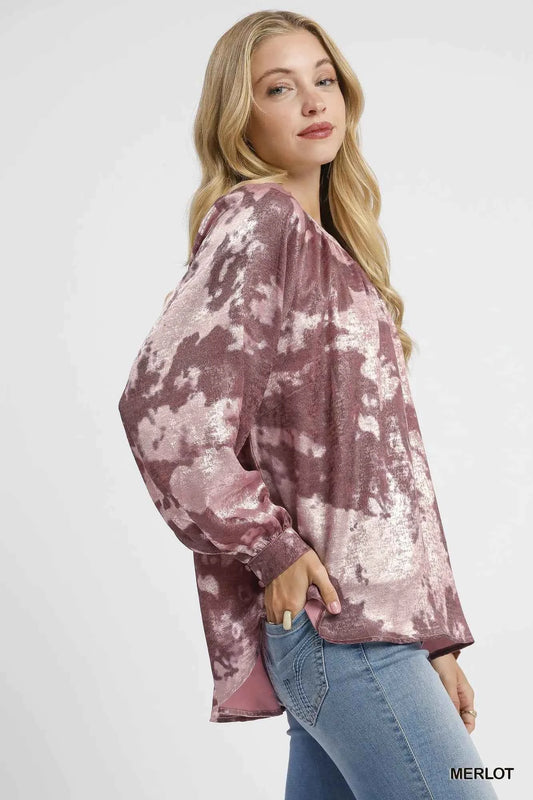 Metallic Fabric Blouse with Balloon Sleeves 2b6b270c-989a-4c86-b6ae-2574edc73ded-Max-Origin