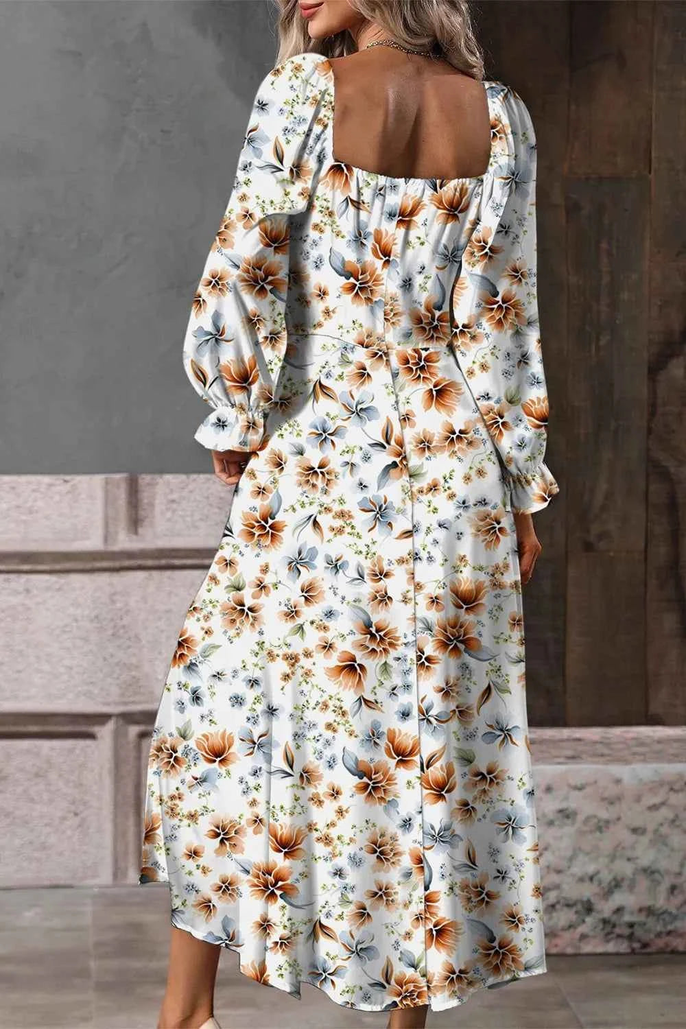 Floral Print Flounce Sleeve Midi Dress 2b7e6041-a3de-4c11-af1e-efacba23aab1-Max-Origin
