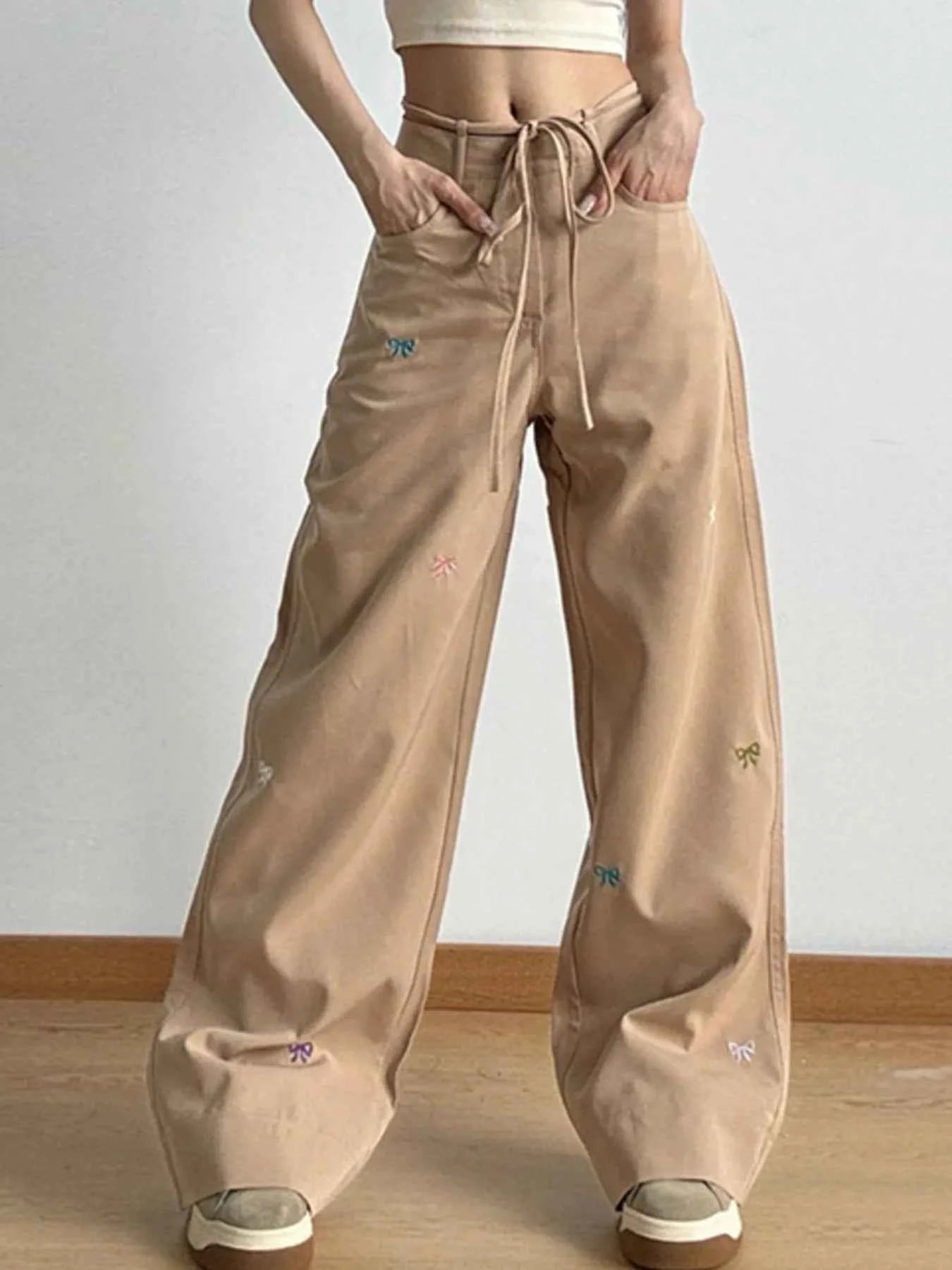Bow Embroidered Wide Leg Drawstring Casual Pants 2b85d0e0-cb7f-4059-9be5-85bb91a9b0d2-Max-Origin