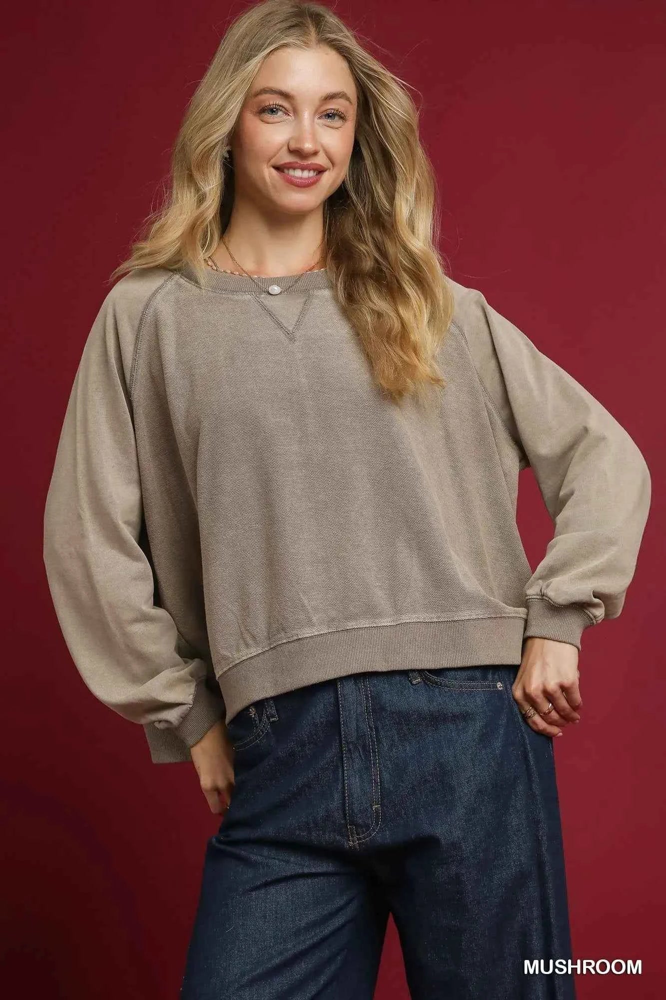 Umgee Mineral Wash French Terry Sweatshirt MUSHROOM 2b8d2b38-aa79-41af-a337-0df4a7d566ad-Max-Origin