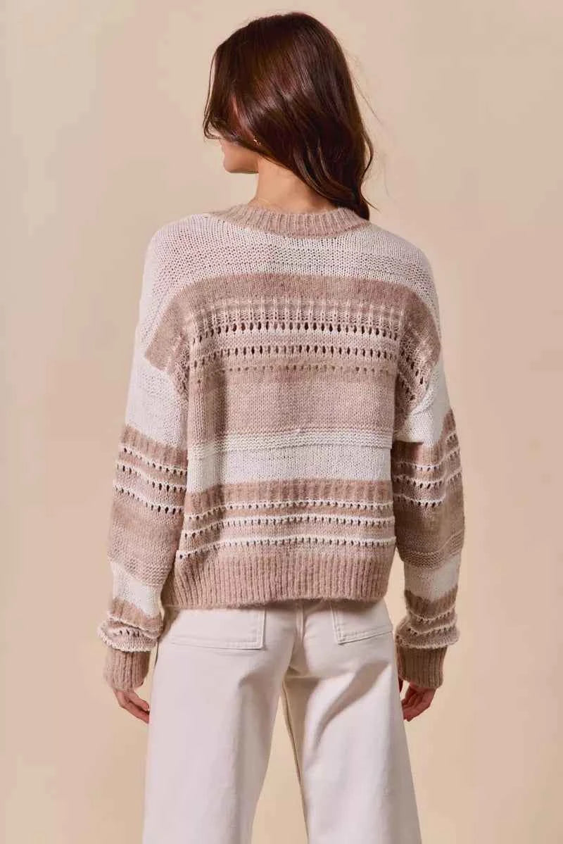 SO ME Variegated Stripe Textured Loose Fit Sweater 2b916a2484d740e98a7eb1d7ee1bebac-Max-Origin