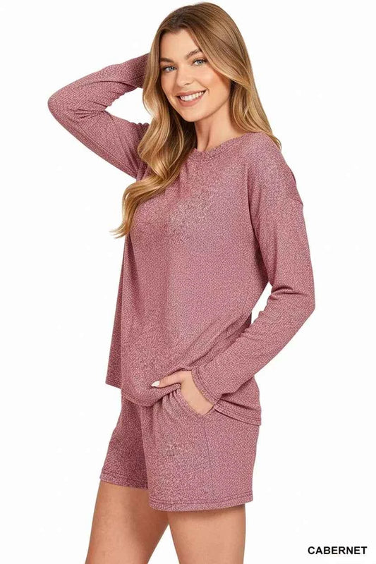 Soft Melange Long Sleeve Tee and Shorts Set 2b950c84-7b0c-4fd8-aaa3-458c8e9b5fe3-Max-Origin