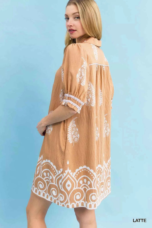 Paisley Mandala Print Babydoll Dress 2b9a3c2f-1639-431e-883a-e0c4c92d8bb7-Max-Origin