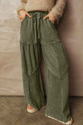Mineral Wash Patchwork Tiered Wide Leg Pants Vineyard Green 2b9a84e8-9e0b-47ef-b640-0aa4f4ab6872