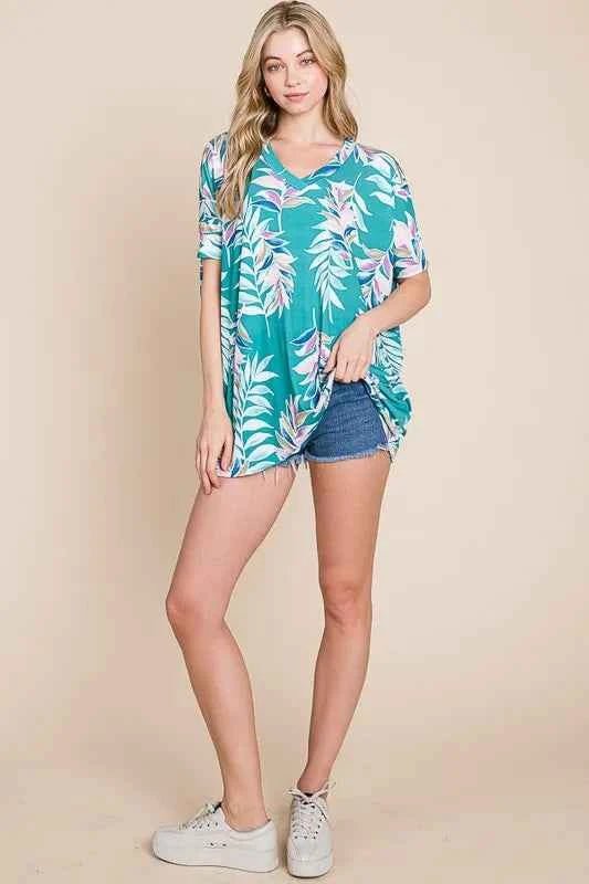BOMBOM Loose Fit Vintage Floral Tunic Top AS SHOWN 2ba1baa1850b4bd6945126d2b57c05fe-Max-Origin