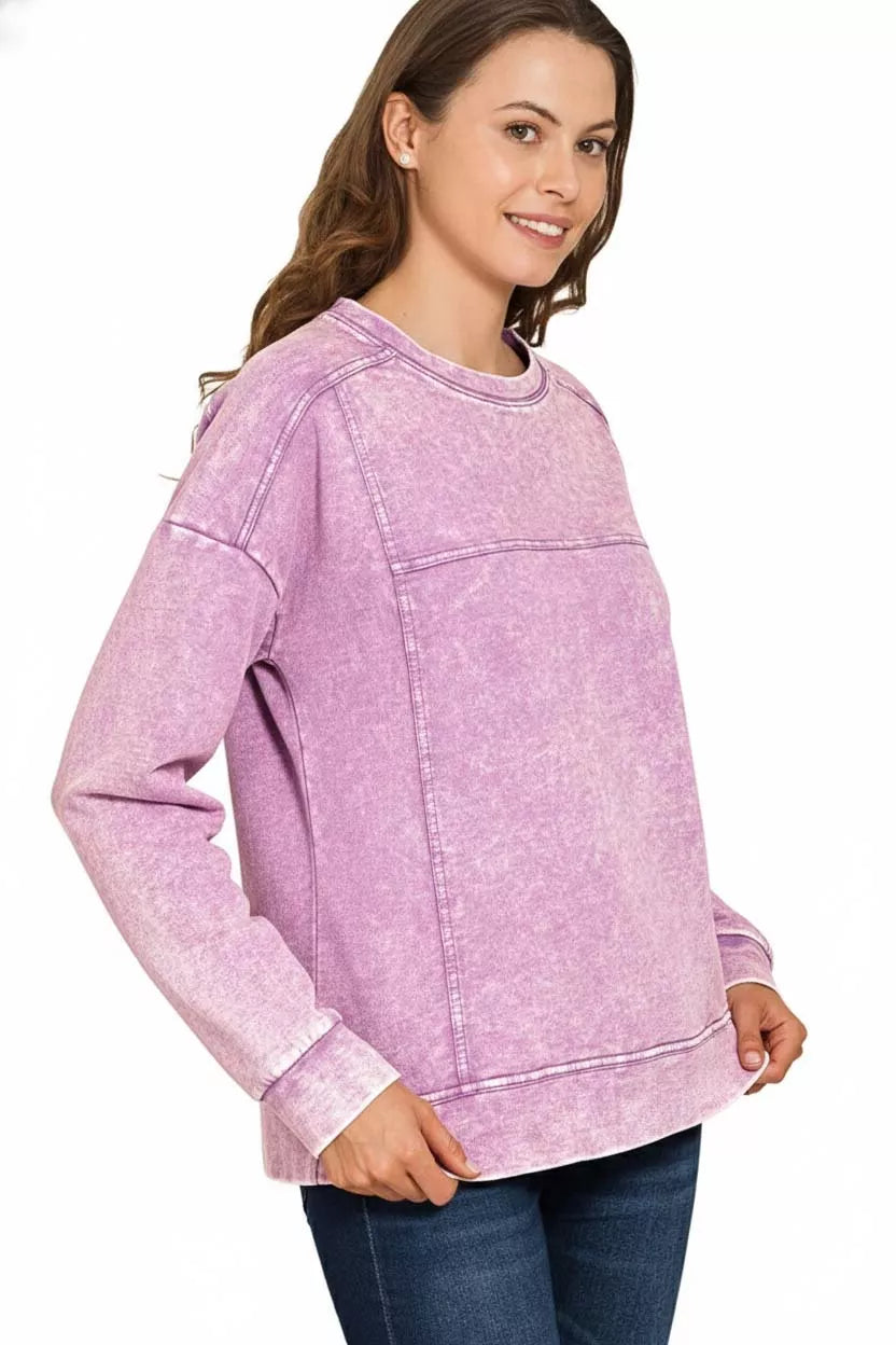 Zenana Acid Wash French Terry Exposed-Seam Pullover 2ba35c1b-8f77-4430-8441-8230407275c0-Max-Origin