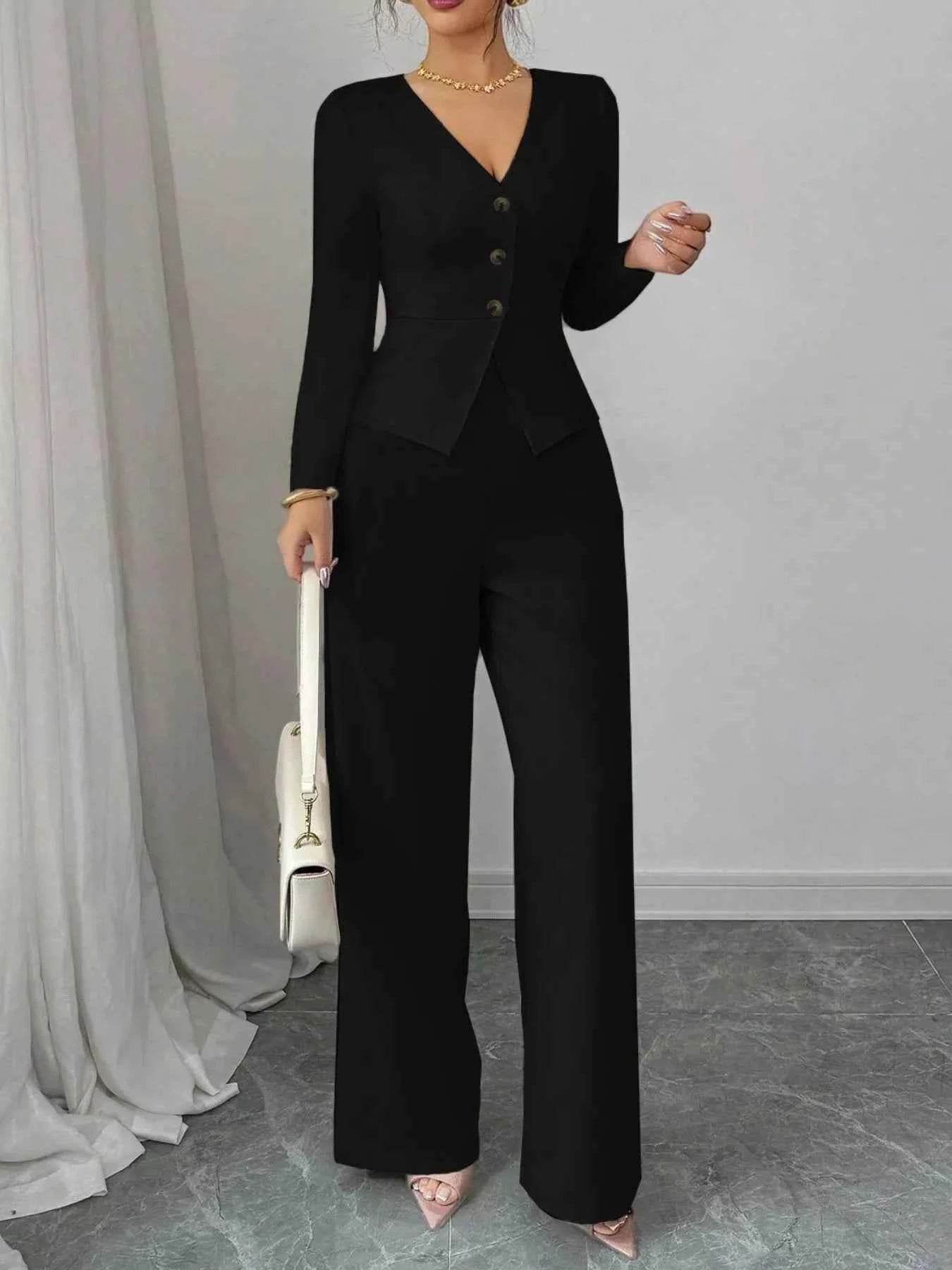 Button Up Long Sleeve Top and Pants Set 2baaec54-a166-4996-8168-935cb5e0bf08-Max-Origin