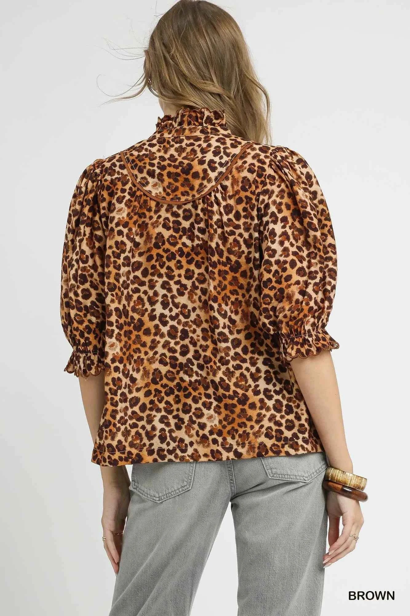 Umgee Full Size Leopard Print Ruffle Neck Blouse Plus Size 2babf5a3-2187-4bc8-ab27-c54026d74dc4-Max-Origin