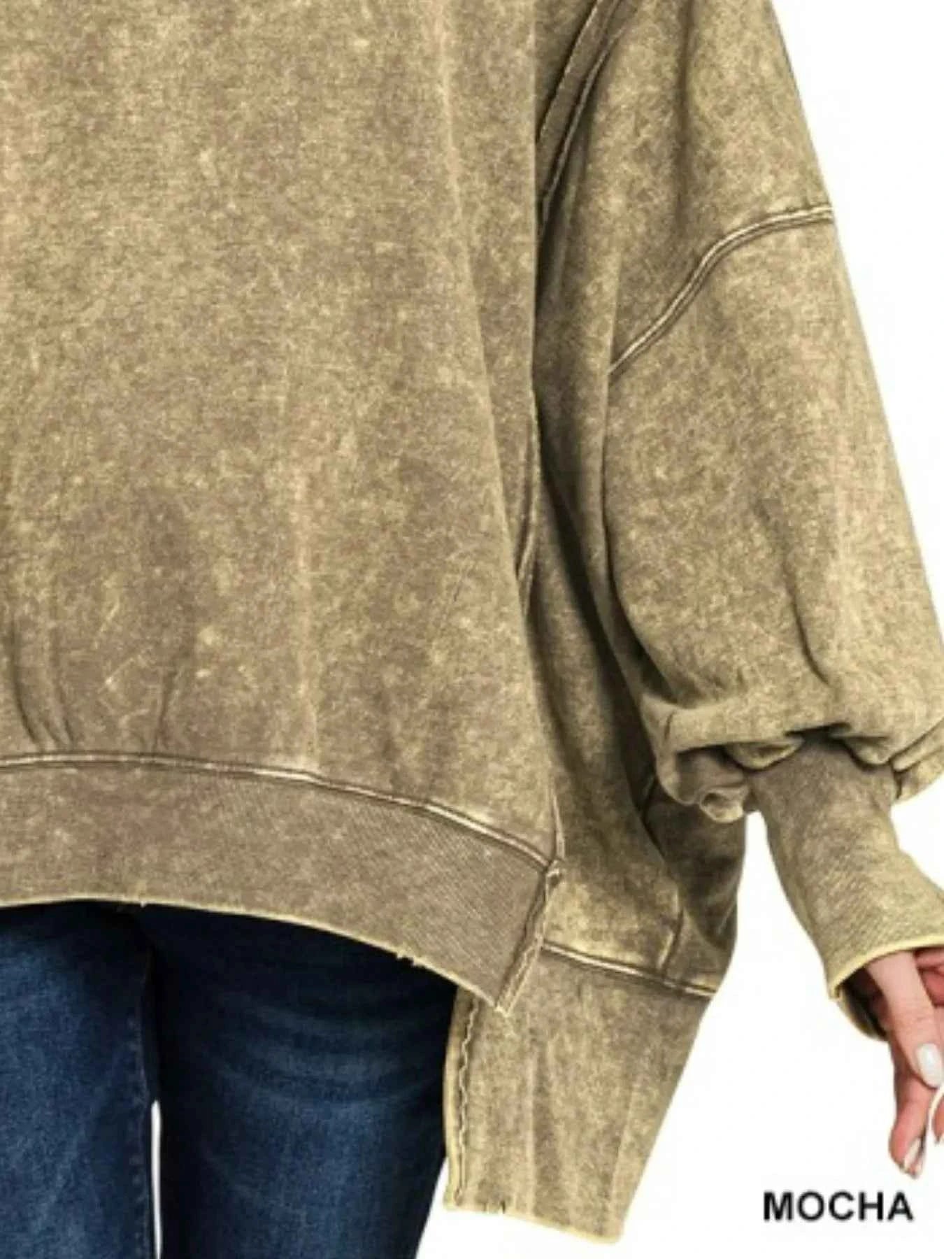 Zenana Acid Wash Exposed-Seam High Low Sweatshirt 2bc888cdb318488f8382076f7f2e5f3c-Max-Origin