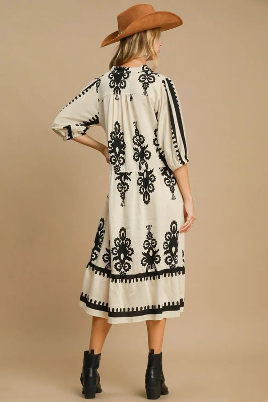 Printed Notched Midi Dress 2bcf8f80-ac27-4981-92a0-11f05b7399ee-Max