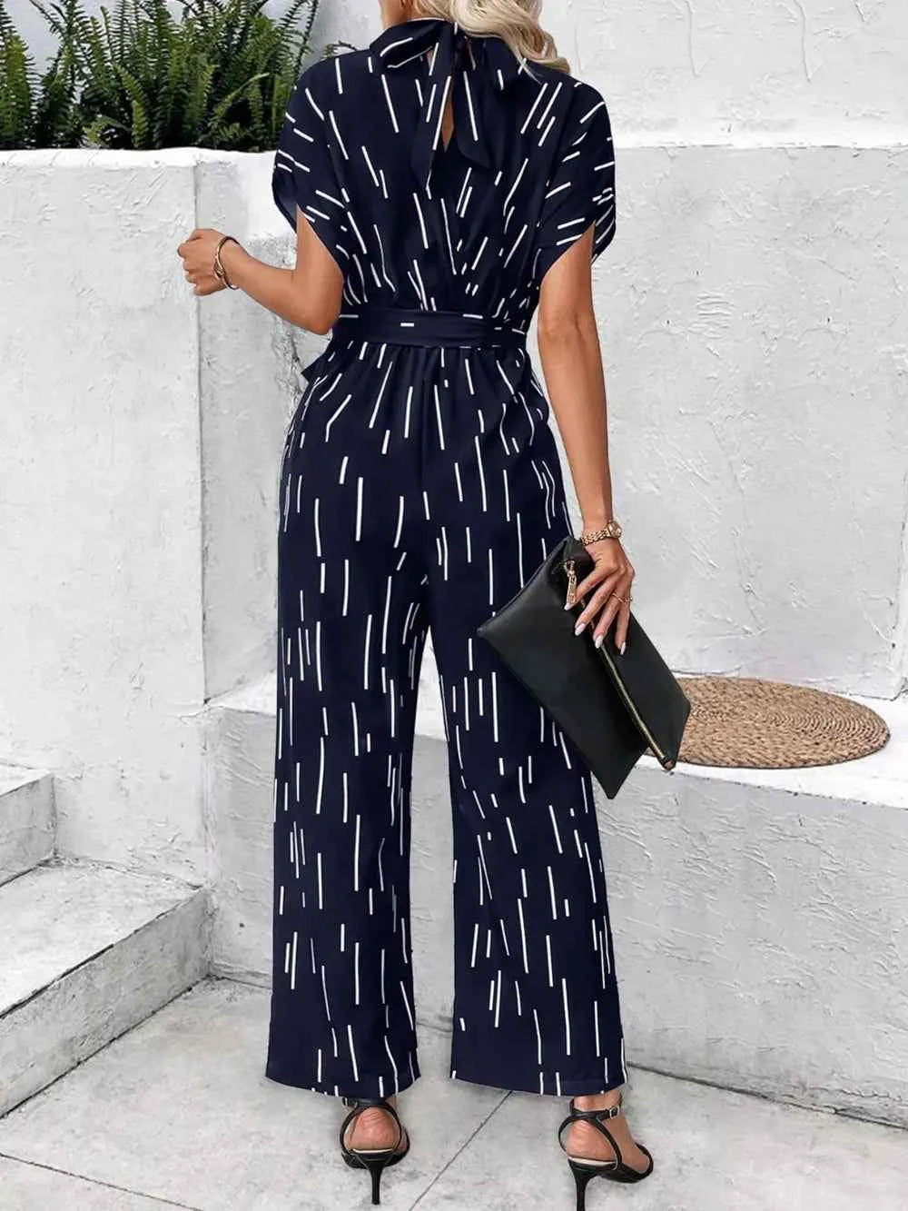 Tied Printed Mock Neck Wide Leg Jumpsuit Dark Blue 2bd8de56-1ac1-4b2c-91f0-1fdcb20d9381-Max