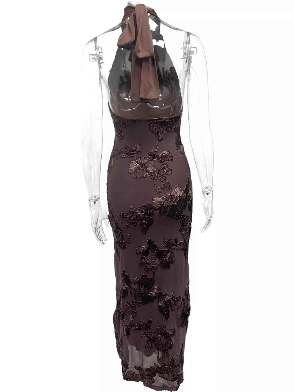 Floral Applique Halter Neck Maxi Dress 2bdbd47710f848509905037298dfd74a-Max-Origin